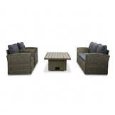Malibu stoel-bank loungeset met verstelbare tafel 5 personen | wicker + polywood | Ash Grey | 4-delig