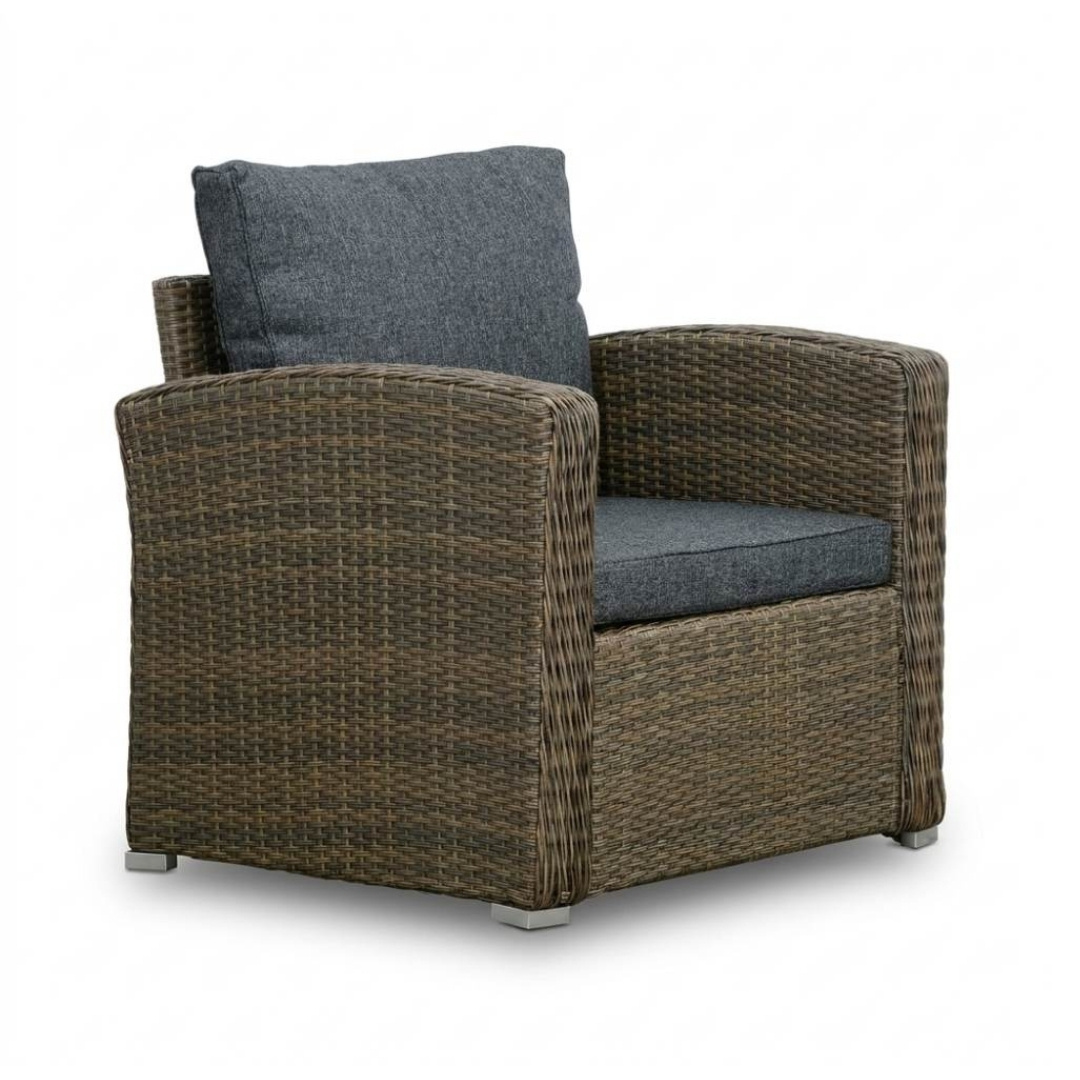 Malibu stoel-bank loungeset met verstelbare tafel 5 personen | wicker + polywood | Ash Grey | 4-delig