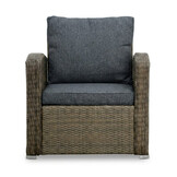Malibu stoel-bank loungeset met verstelbare tafel 5 personen | wicker + polywood | Ash Grey | 4-delig