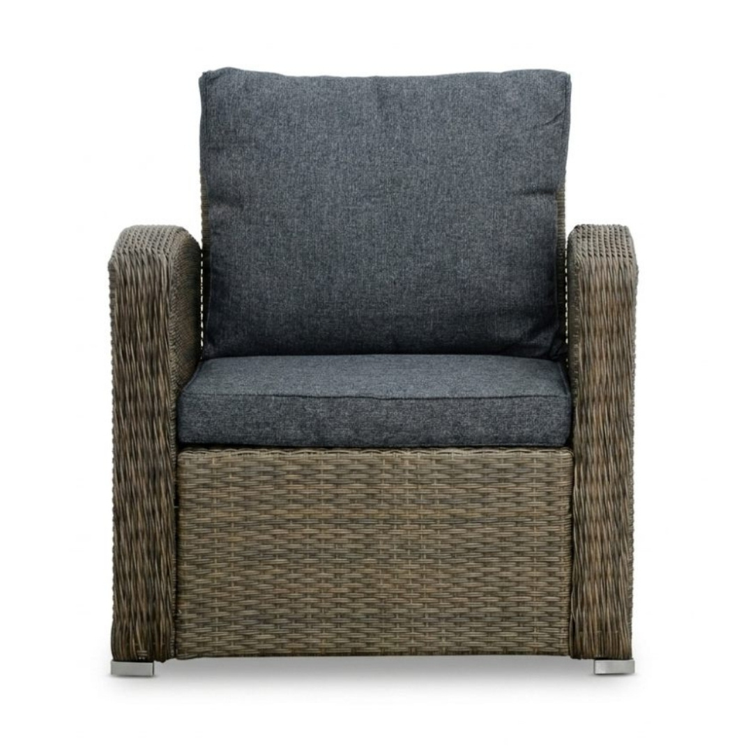 Malibu stoel-bank loungeset met verstelbare tafel 5 personen | wicker + polywood | Ash Grey | 4-delig
