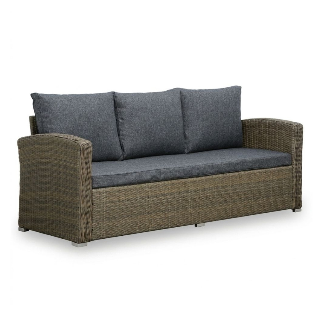 Malibu stoel-bank loungeset met verstelbare tafel 5 personen | wicker + polywood | Ash Grey | 4-delig