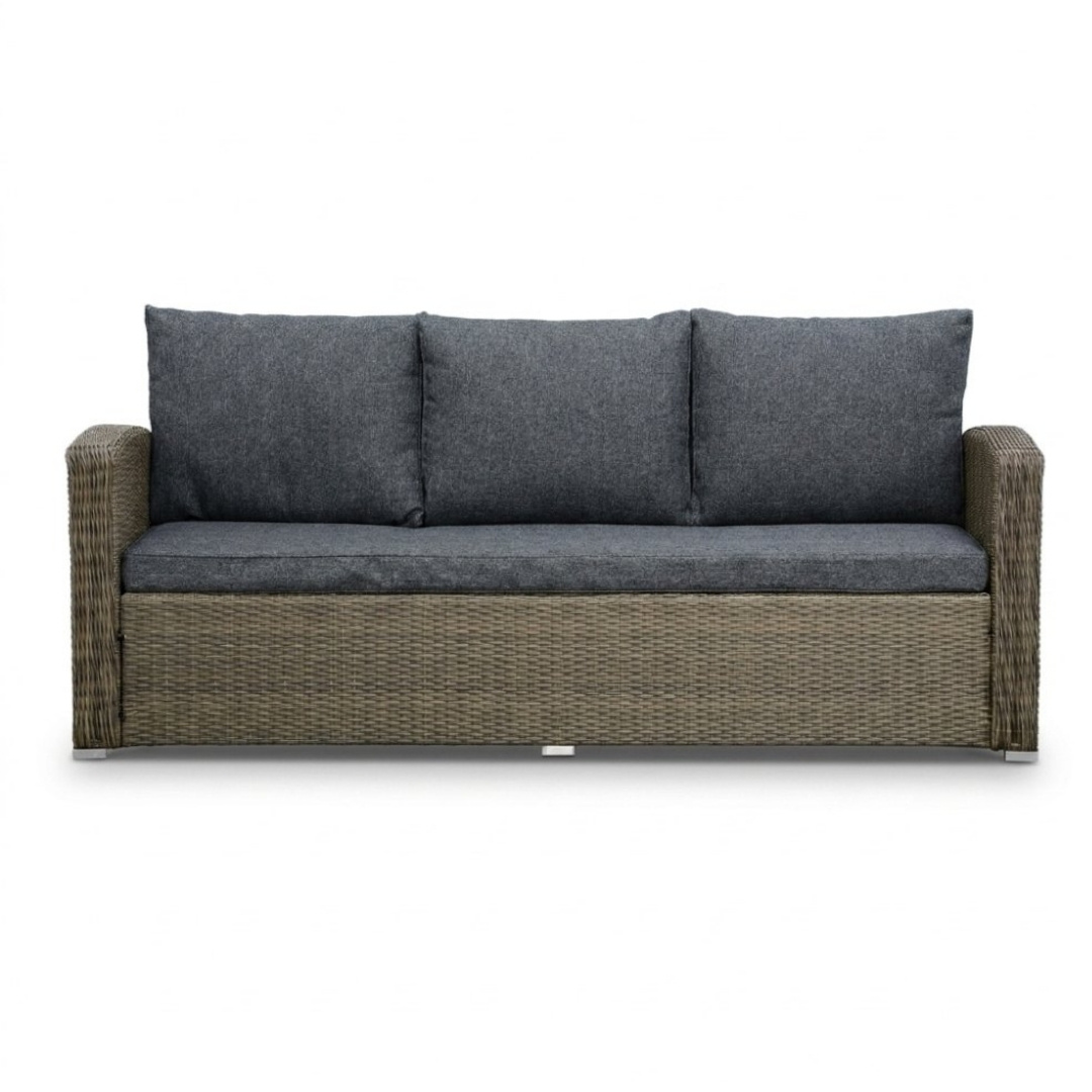 Malibu stoel-bank loungeset met verstelbare tafel 5 personen | wicker + polywood | Ash Grey | 4-delig