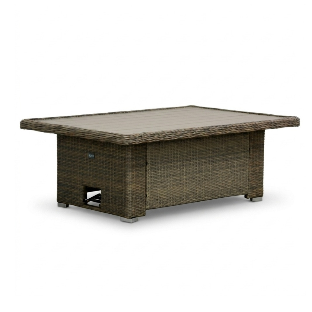 Malibu stoel-bank loungeset met verstelbare tafel 5 personen | wicker + polywood | Ash Grey | 4-delig