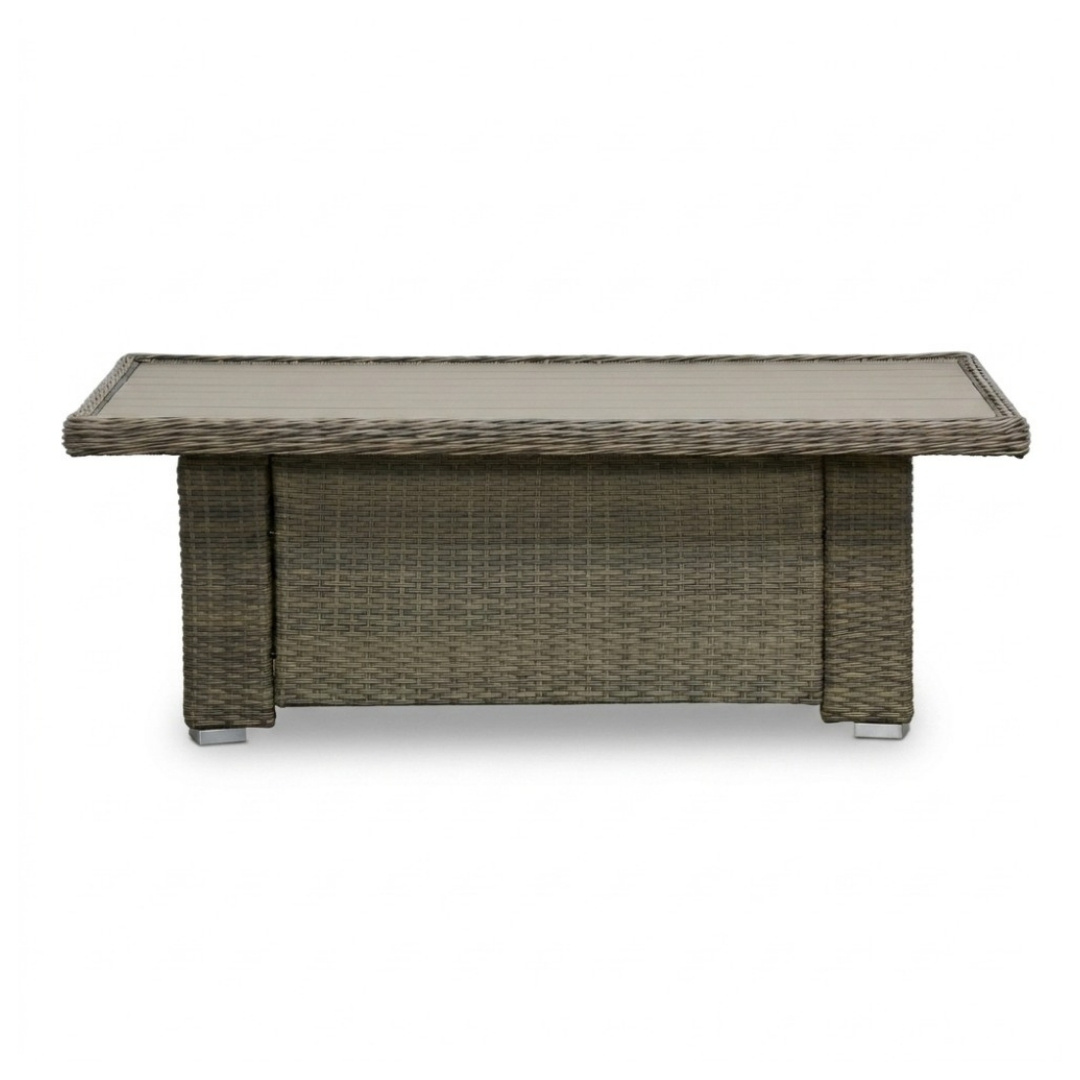 Malibu stoel-bank loungeset met verstelbare tafel 5 personen | wicker + polywood | Ash Grey | 4-delig