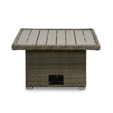 Malibu stoel-bank loungeset met verstelbare tafel 5 personen | wicker + polywood | Ash Grey | 4-delig