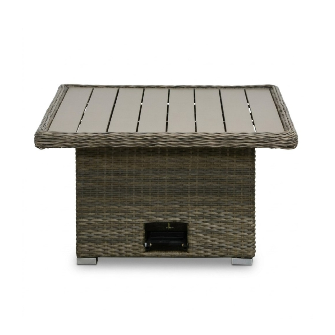 Malibu stoel-bank loungeset met verstelbare tafel 5 personen | wicker + polywood | Ash Grey | 4-delig