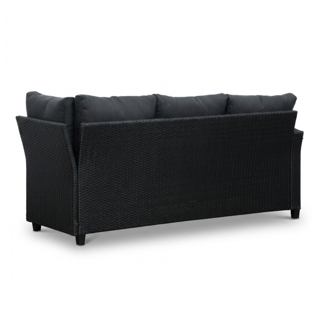 Stockholm dining loungeset 6 personen | wicker + polywood | zwart/Natural Wood | 3-delig - 245x169cm