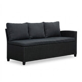 Stockholm dining loungeset 6 personen | wicker + polywood | zwart/Natural Wood | 3-delig - 245x169cm