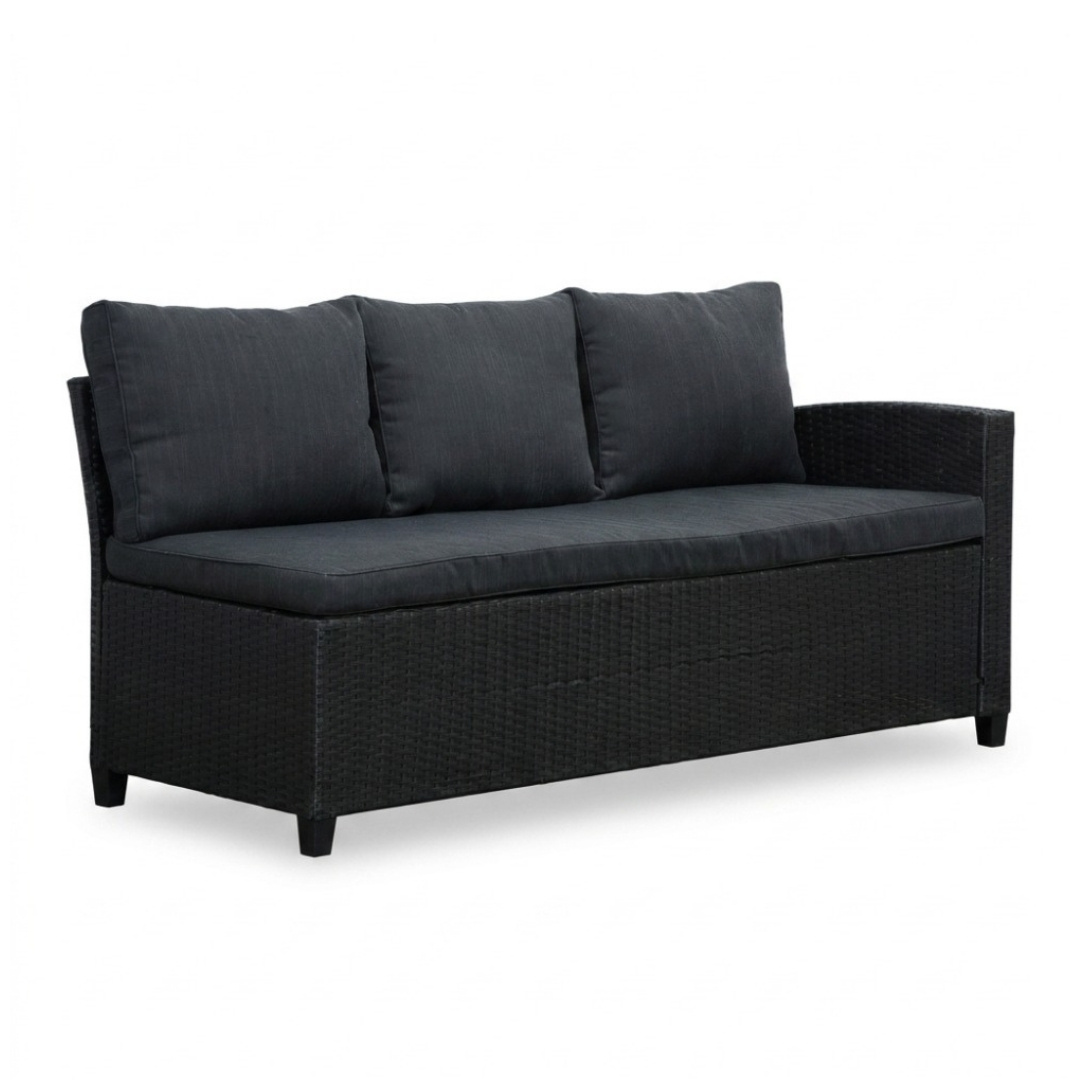 Stockholm dining loungeset 6 personen | wicker + polywood | zwart/Natural Wood | 3-delig - 245x169cm