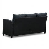 Stockholm dining loungeset 6 personen | wicker + polywood | zwart/Natural Wood | 3-delig - 245x169cm