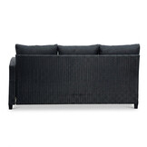 Stockholm dining loungeset 6 personen | wicker + polywood | zwart/Natural Wood | 3-delig - 245x169cm