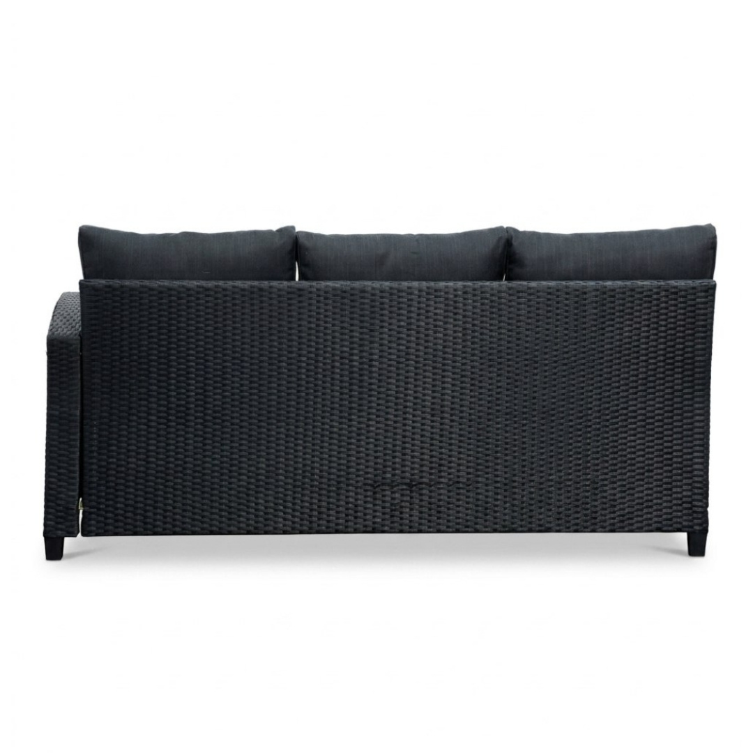 Stockholm dining loungeset 6 personen | wicker + polywood | zwart/Natural Wood | 3-delig - 245x169cm
