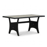 Stockholm dining loungeset 6 personen | wicker + polywood | zwart/Natural Wood | 3-delig - 245x169cm