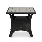 Stockholm dining loungeset 6 personen | wicker + polywood | zwart/Natural Wood | 3-delig - 245x169cm