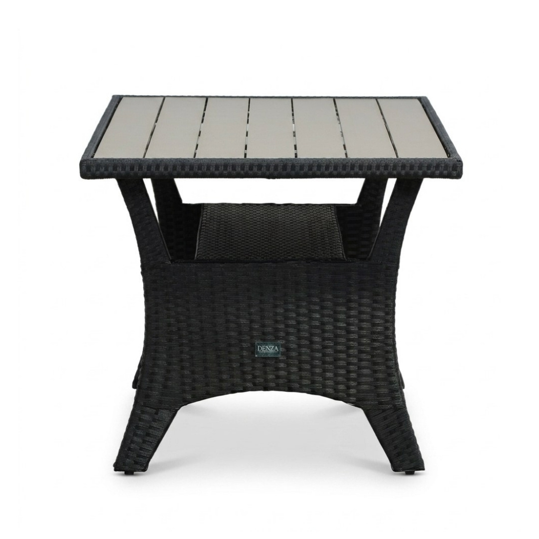 Stockholm dining loungeset 6 personen | wicker + polywood | zwart/Natural Wood | 3-delig - 245x169cm