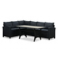 Denza Furniture Stockholm dining loungeset 6 personen | wicker + polywood | zwart/Natural Wood | 3-delig - 245x169cm