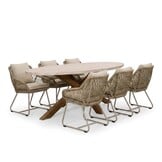 Lorento/Portofino Sandstone dining tuinset | 6 personen | polystone + touw | 240cm ovaal