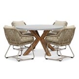 Livorno/Portofino Sandstone dining tuinset | 4 personen | polystone + touw | 200cm