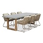 BUITEN living Lausanne/Portofino Sandstone dining tuinset | 6 personen | polystone + touw | 250cm