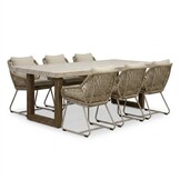 Laurenne/Portofino Sandstone dining tuinset | 6 personen | polystone + touw | 250cm