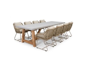 Veltis/Portofino Sandstone dining tuinset | 8 personen | polystone + touw | 300cm
