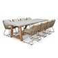 BUITEN living Veltis/Portofino Sandstone dining tuinset | 8 personen | polystone + touw | 300cm