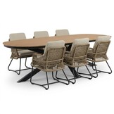 Texas/Gianna Sahara Dust dining tuinset | 6 personen | polywood + touw | 260cm