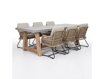 Veltis/Gianna Sahara Dust dining tuinset | 6 personen | polystone + touw | 250cm
