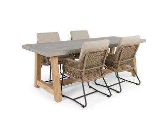 Veltis/Gianna Sahara Dust dining tuinset | 4 personen | polystone + touw | 200cm