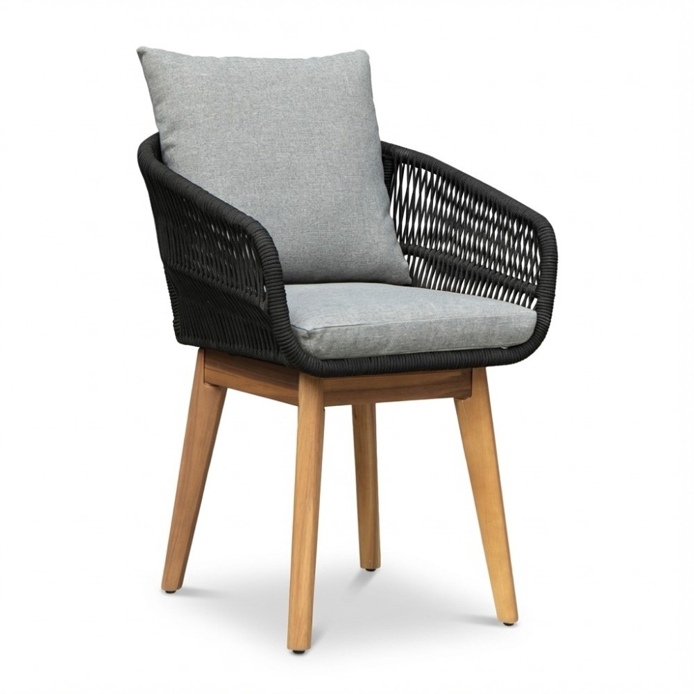 Cleve/Bella zwart dining tuinset | 8 personen | teakhout + touw | 280cm ovaal