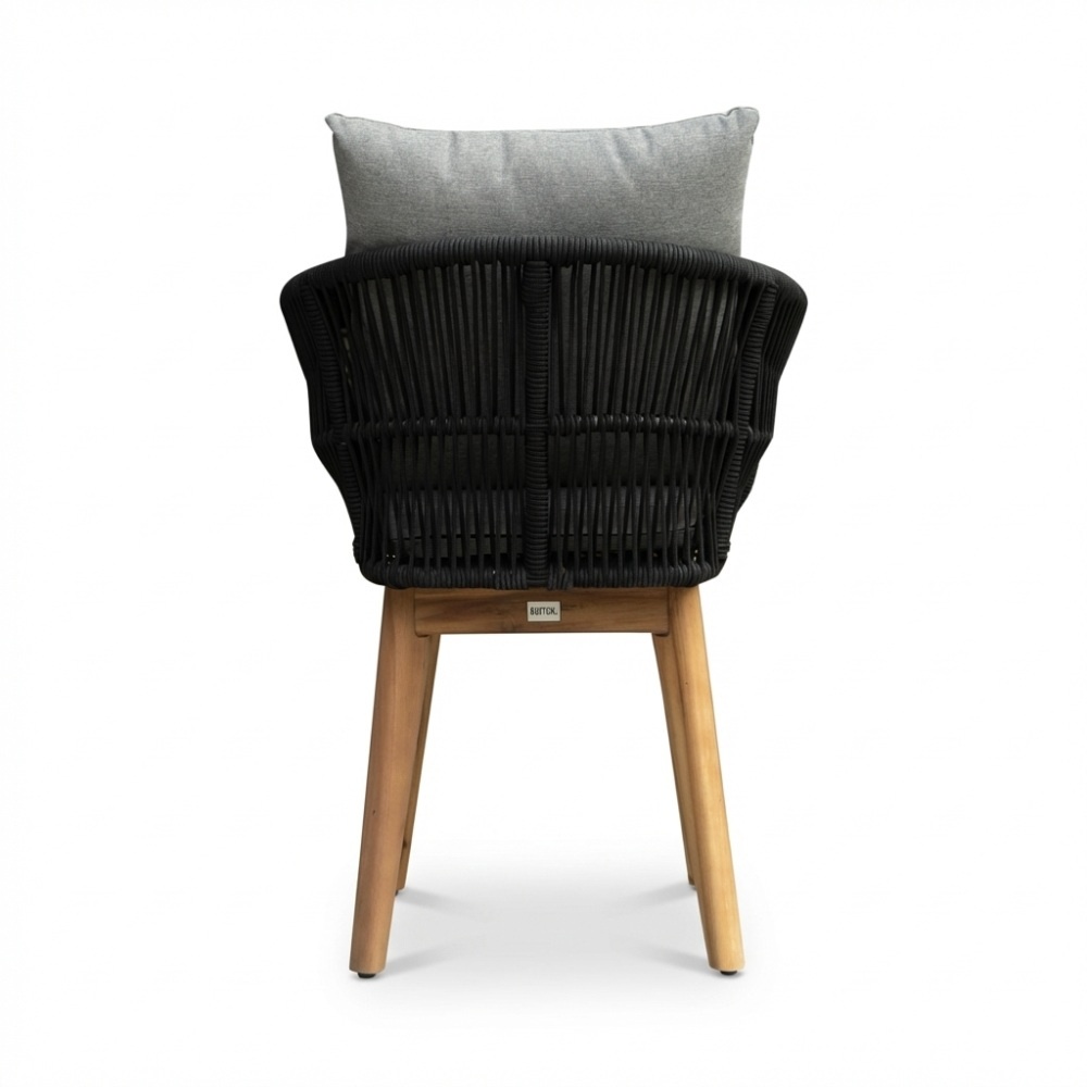 Cleve/Bella zwart dining tuinset | 8 personen | teakhout + touw | 280cm ovaal