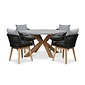 BUITEN living Livorno/Bella zwart dining tuinset | 4 personen | polystone + touw | 200cm