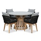 LUX outdoor living Elzas/Bella zwart dining tuinset | 4 personen | polystone + touw | Ø135cm rond