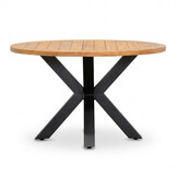 Cleve/Bella zwart dining tuinset | 4 personen | teakhout + touw | 120cm rond