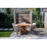 Palau/Bella zwart dining tuinset | 5 personen | teakhout + touw | Ø140cm rond
