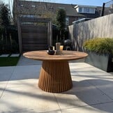 Palau/Bella zwart dining tuinset | 5 personen | teakhout + touw | Ø140cm rond