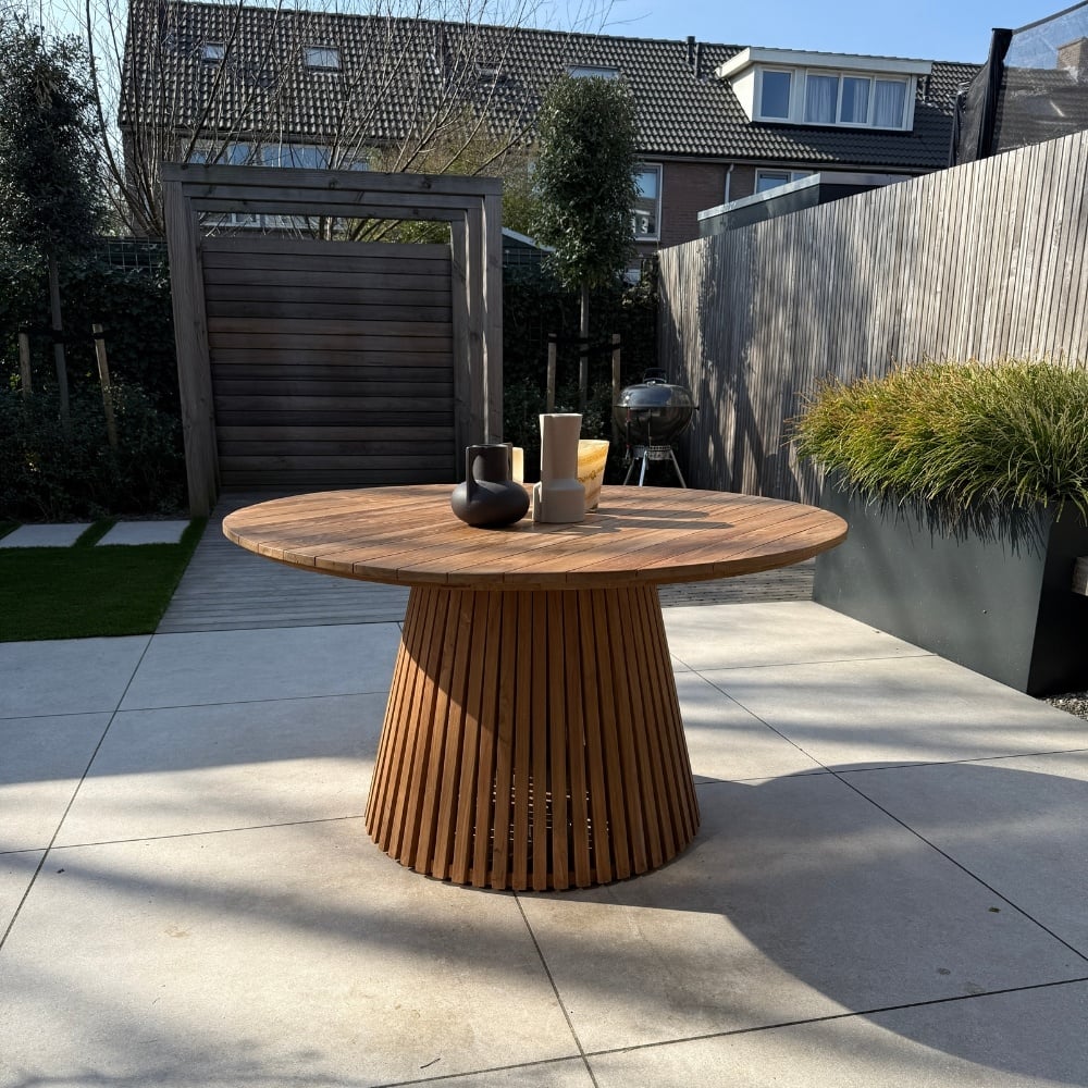 Palau/Bella zwart dining tuinset | 5 personen | teakhout + touw | Ø140cm rond