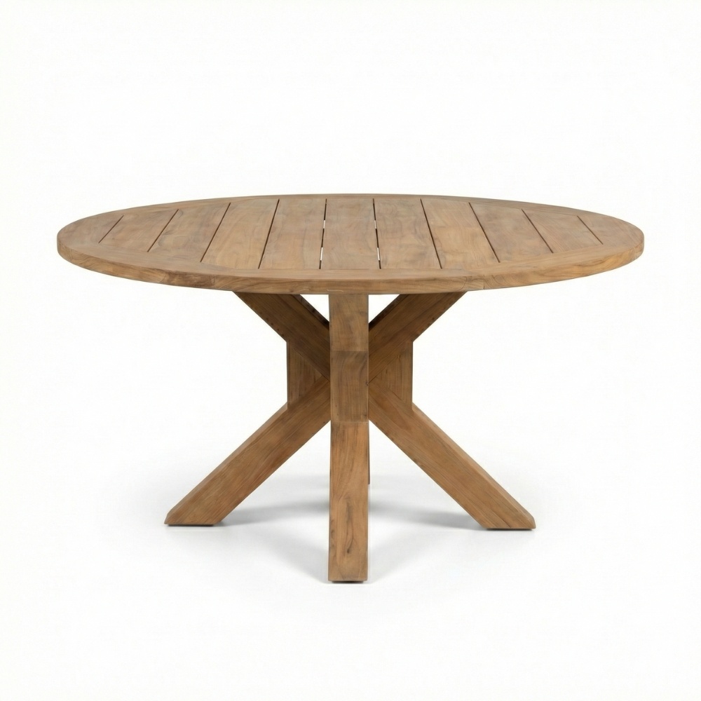 Genua/Bella zwart dining tuinset | 5 personen | teakhout + touw | 140cm rond
