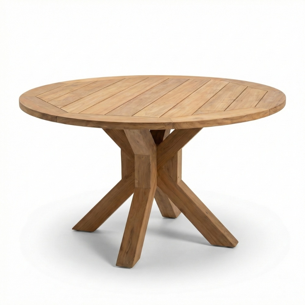 Genua/Bella zwart dining tuinset | 4 personen | teakhout + touw | 120cm rond