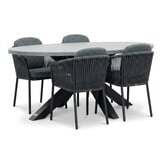 Stockholm/Parma antraciet dining tuinset | 4 personen | polystone + touw | 200cm