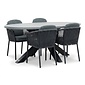 BUITEN living Stockholm/Parma antraciet dining tuinset | 4 personen | polystone + touw | 200cm