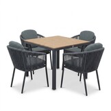 Oxford/Parma antraciet dining tuinset | 4 personen | aluminium + touw | 90cm