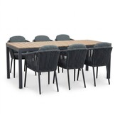 Oxford/Parma antraciet dining tuinset | 6 personen | aluminium + touw | 200cm