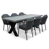Lyon betonlook/Parma antraciet dining tuinset | 6 personen | polystone + touw | 250cm