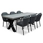 BUITEN living Lyon betonlook/Parma antraciet dining tuinset | 6 personen | polystone + touw | 250cm