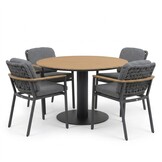 Panama/Montana antraciet dining tuinset | 4 personen | polywood + aluminium | 120cm rond