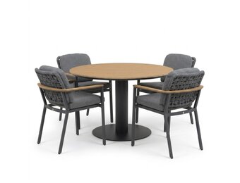 Panama/Montana antraciet dining tuinset | 4 personen | polywood + aluminium | 120cm rond