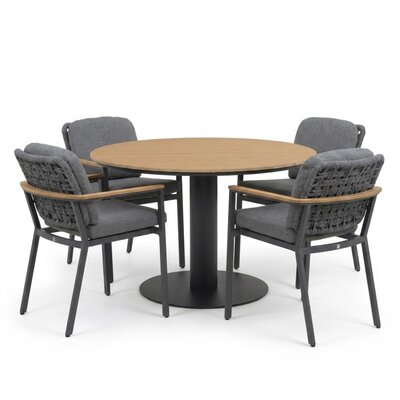 Panama/Montana antraciet dining tuinset | 4 personen | polywood + aluminium | 120cm rond