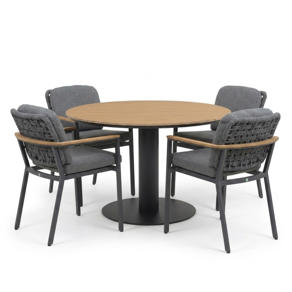 Panama/Montana antraciet dining tuinset | 4 personen | polywood + aluminium | 120cm rond
