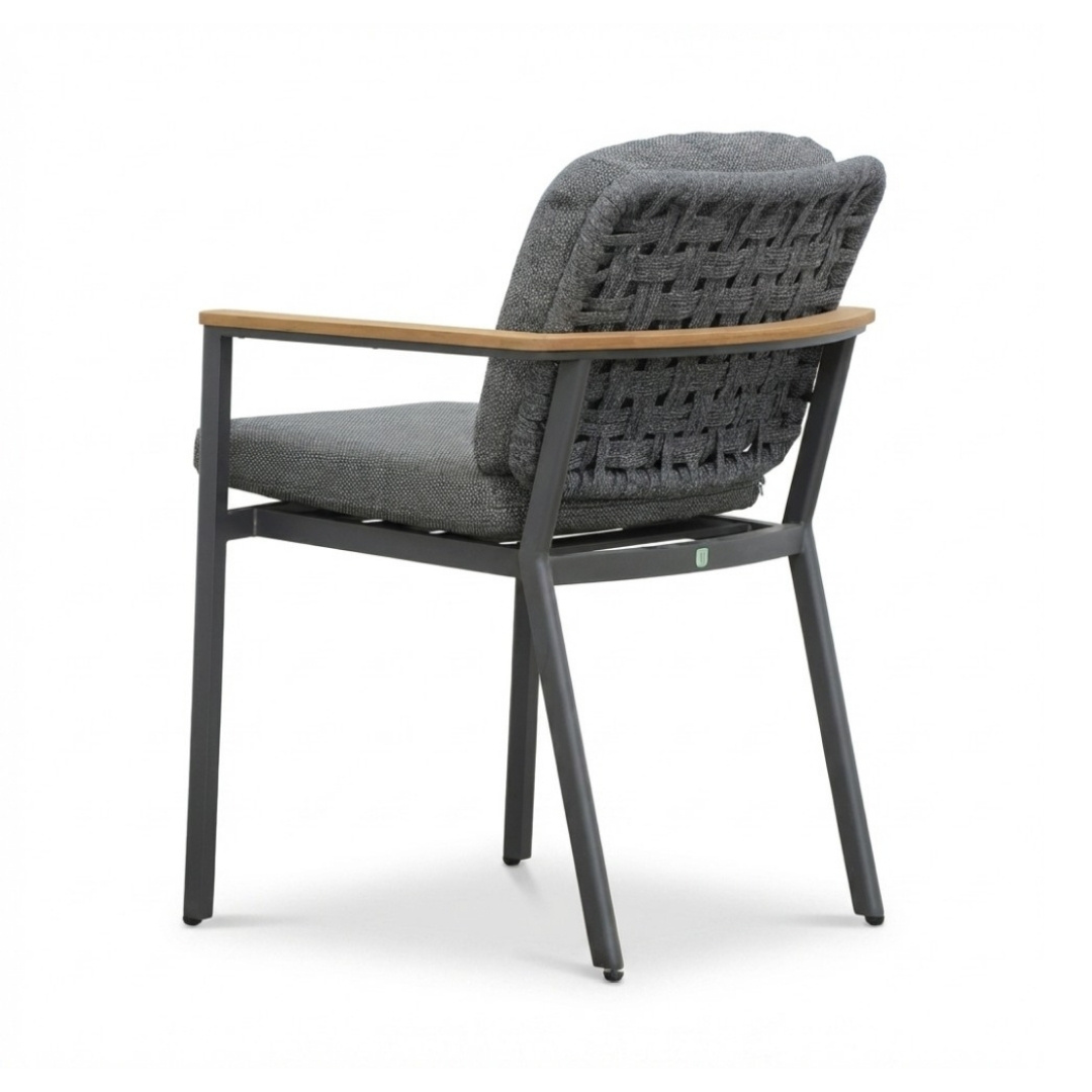 Cleve/Montana antraciet dining tuinset | 6 personen | teakhout + aluminium | 240cm ovaal